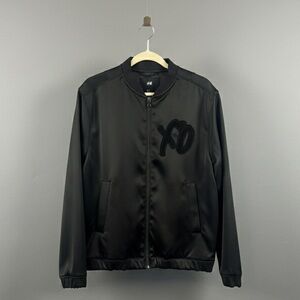 H&M XO Dark Green Satin Bomber Jacket